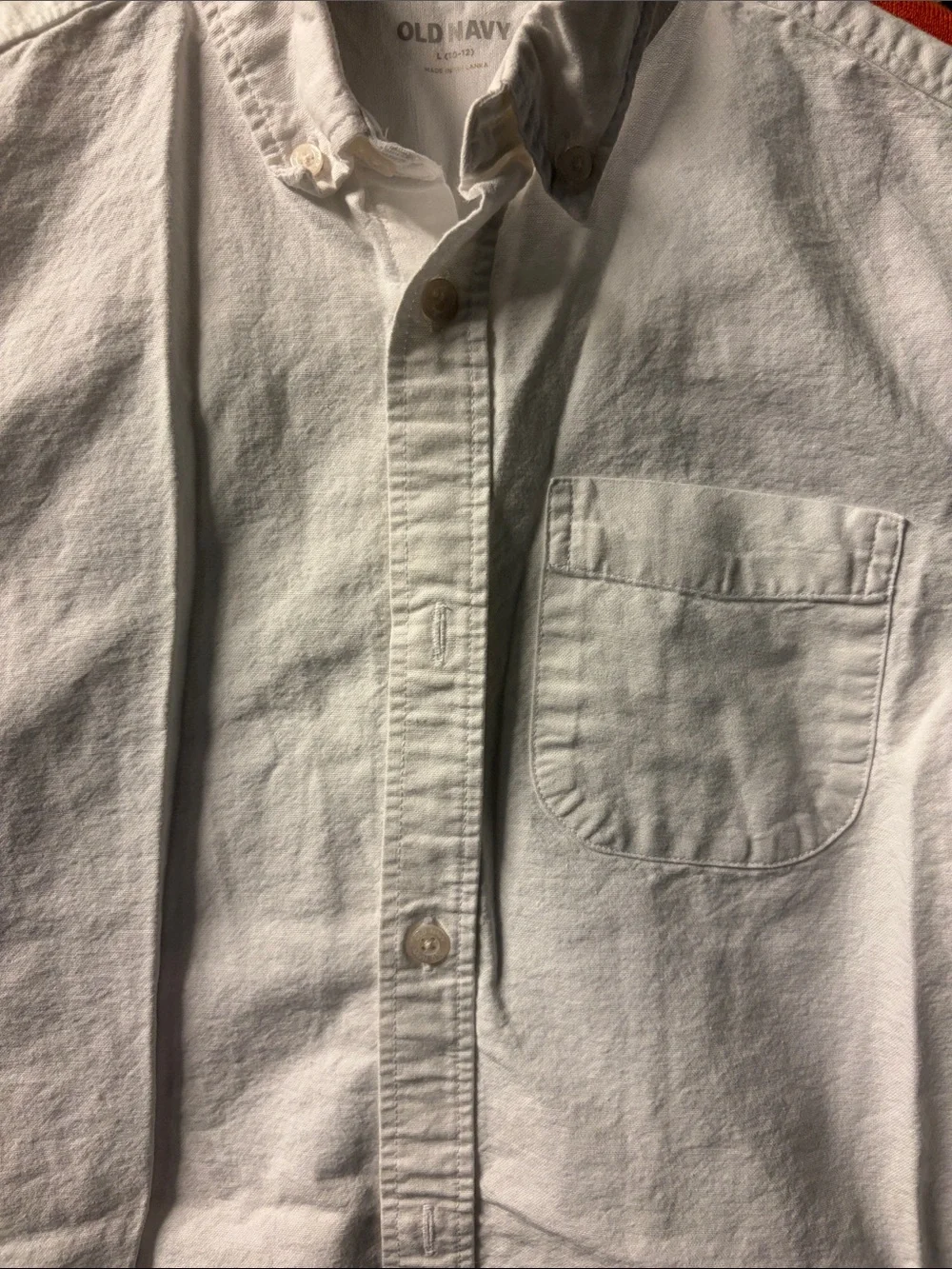 Old Navy Boys White Collared Button-Down Shirt | EUC | Sz L (10-12)